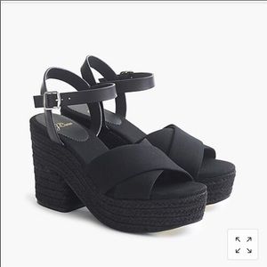 J.Crew platform wedge Espadrilles, black, size 8